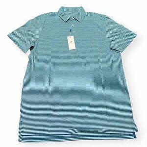 Southern Tide Brrr Bellview Stripe Baltic Teal Performance Polo Mens Large New